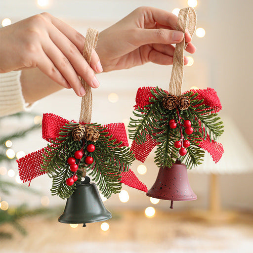 Christmas Jingle Bell Ornaments with Pine Cones and Berries Bulk Set