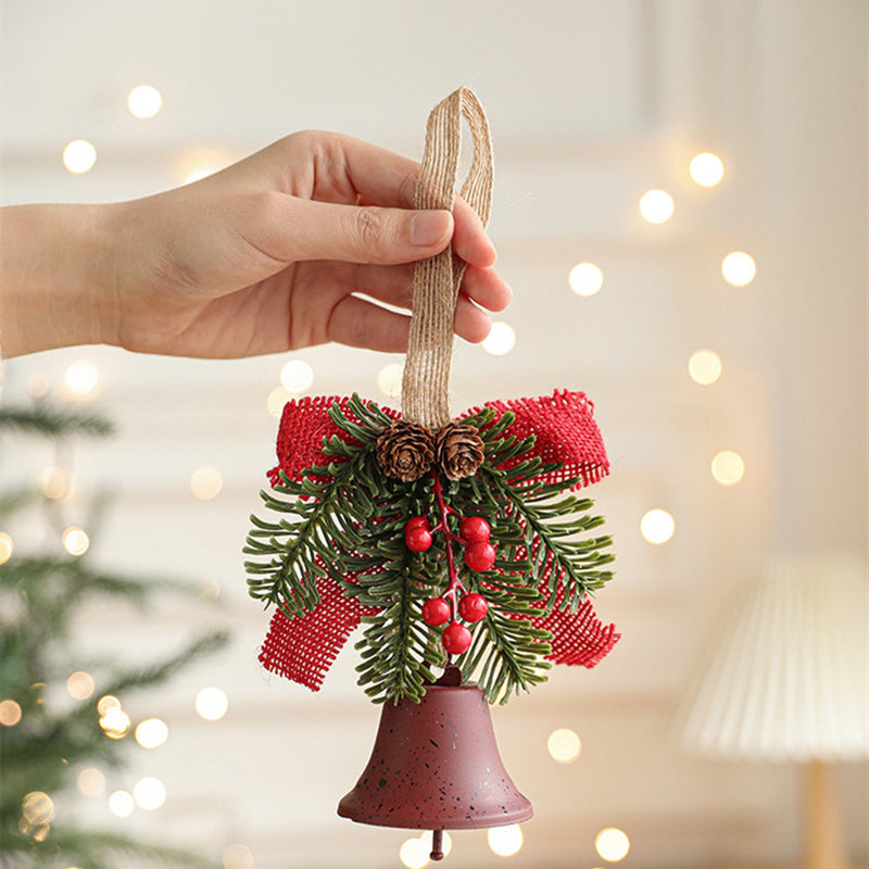 Christmas Jingle Bell Ornaments with Pine Cones and Berries Bulk Set