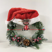Christmas Hat Wreath with Berries, Pine Cones, and Bell – Holiday Decorative Wreath, Bulk Wholesale