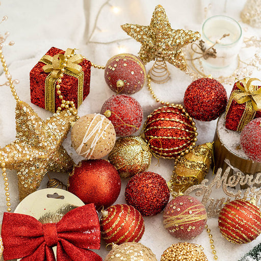 8 Pcs Glitter Christmas Tree Ball Ornaments Hanging Holiday Decorations