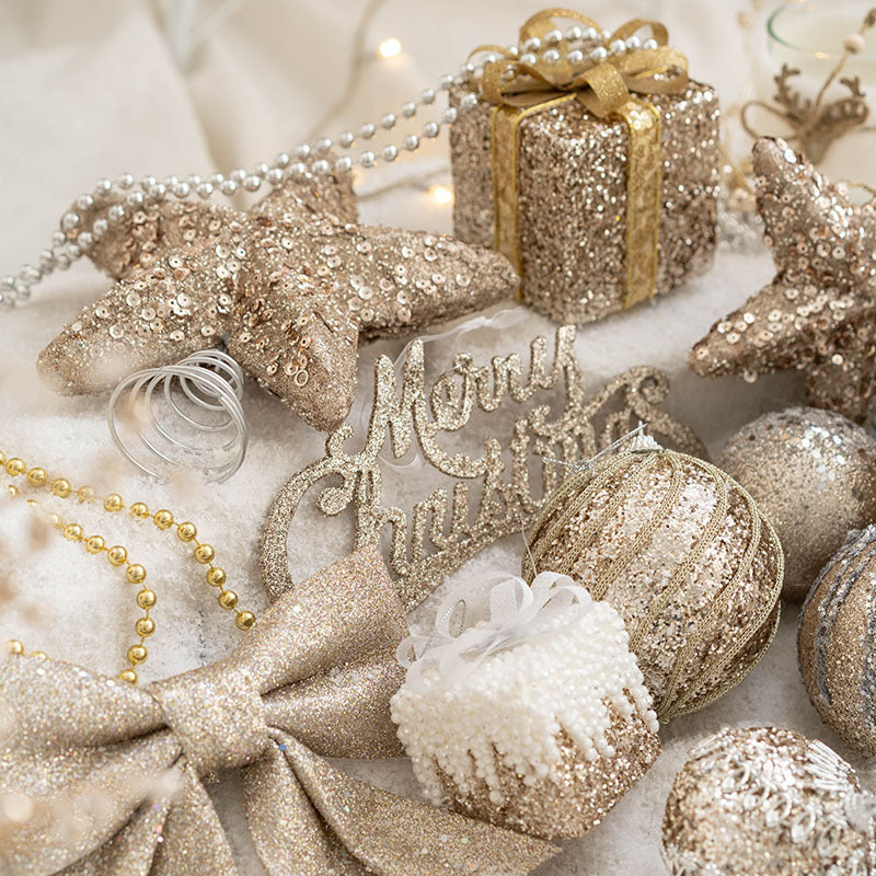 8 Pcs Glitter Christmas Tree Ball Ornaments Hanging Holiday Decorations