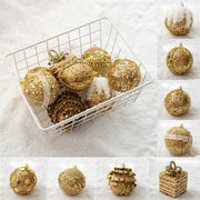 8 Pcs Glitter Christmas Tree Ball Ornaments Hanging Holiday Decorations