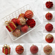 8 Pcs Glitter Christmas Tree Ball Ornaments Hanging Holiday Decorations