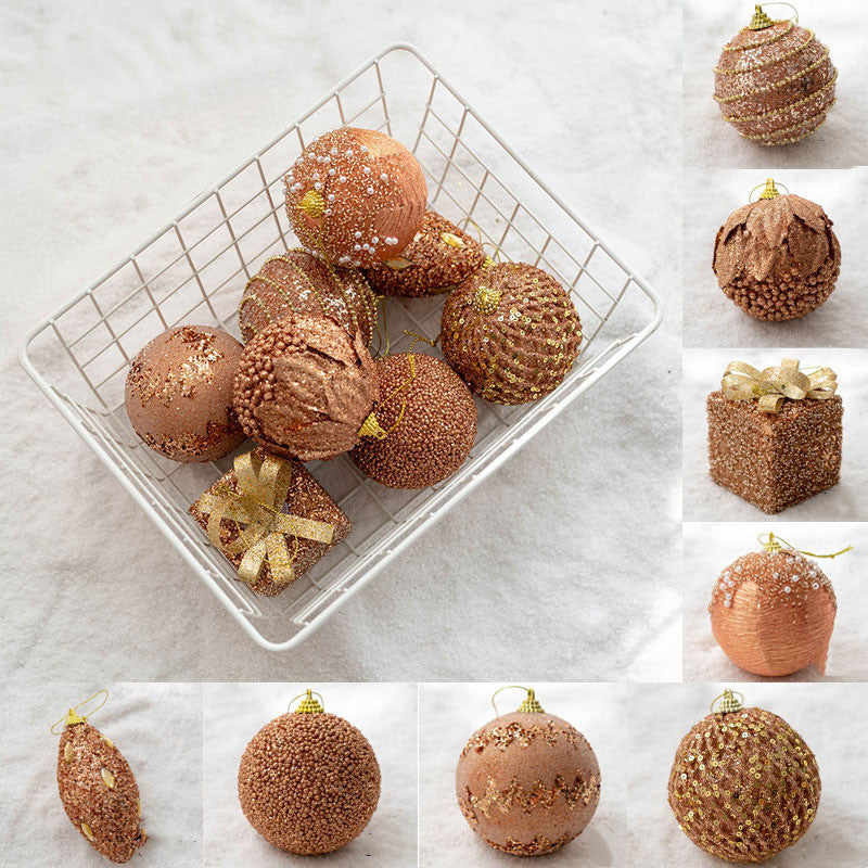 8 Pcs Glitter Christmas Tree Ball Ornaments Hanging Holiday Decorations