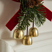 Christmas Gold Metal Vintage Bells with Pine Cone Ornaments Bulk Set