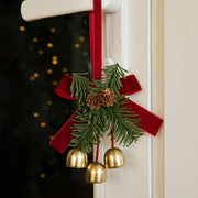 Christmas Gold Metal Vintage Bells with Pine Cone Ornaments Bulk Set