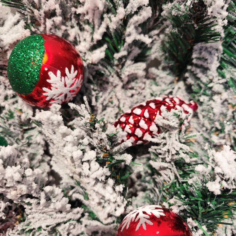 9 Ft Artificial Snowy Cedar Garland with Ornaments, Luxury Holiday Decoration, Bulk Quantity
