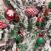 9 Ft Artificial Snowy Cedar Garland with Ornaments, Luxury Holiday Decoration, Bulk Quantity