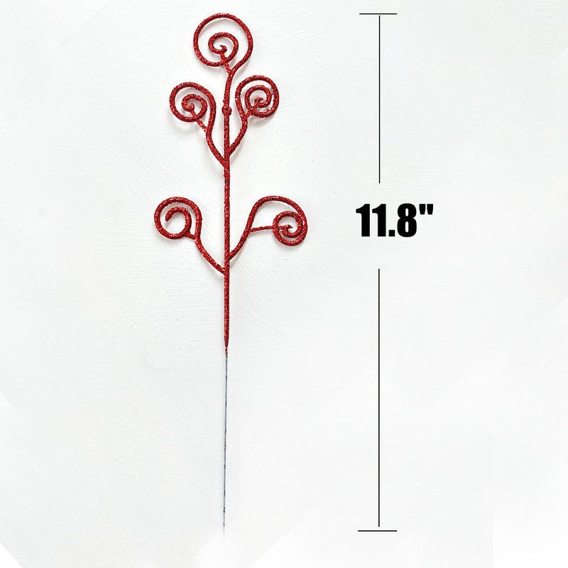 11.8 Inch Artificial Glitter Candy Stems Picks Ornaments for Christmas Decoration Bulk Quantity