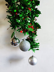 Christmas Tinsel Garland with Ball Ornaments, Bulk Xmas Tree Decorations, Artificial Holiday Decor