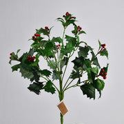 16.5 Inch Artificial Christmas Holly Berry Bush with Leaves, Bulk Wholesale, Holiday Decoration