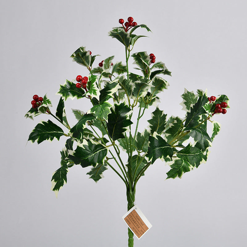 16.5 Inch Artificial Christmas Holly Berry Bush with Leaves, Bulk Wholesale, Holiday Decoration