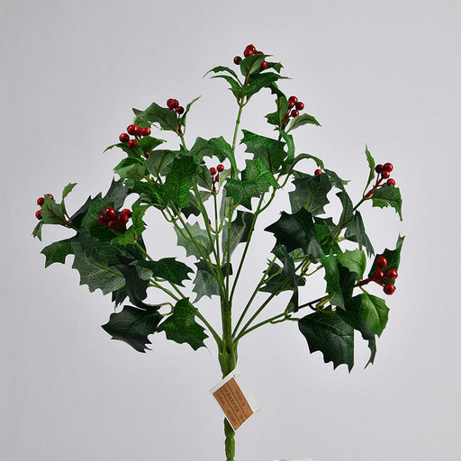 16.5 Inch Artificial Christmas Holly Berry Bush with Leaves, Bulk Wholesale, Holiday Decoration