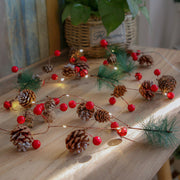 6.5FT Pre-lit Christmas Garland with LED Lights, Pinecones, and Berries, Artificial Holiday Decor, Bulk Quantity