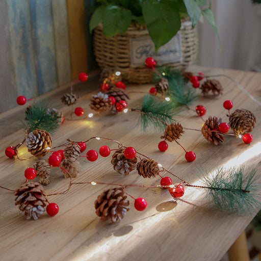 6.5FT Pre-lit Christmas Garland with LED Lights, Pinecones, and Berries, Artificial Holiday Decor, Bulk Quantity