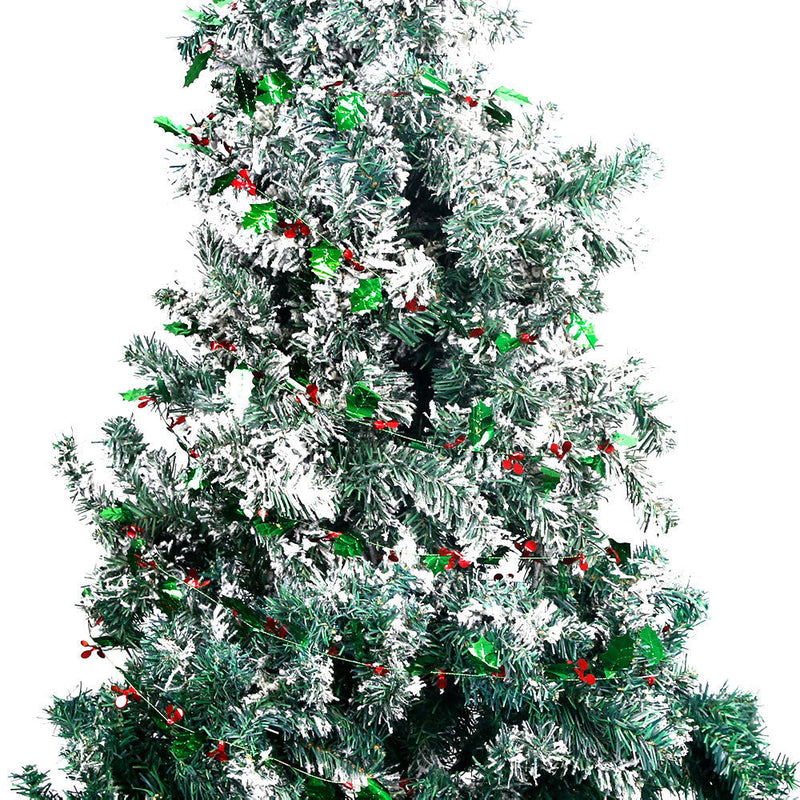 3 Pcs Christmas Tinsel Garland with Snowflake, Candy Cane & Leaf Decorations, Bulk Artificial Holiday Decor