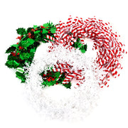 3 Pcs Christmas Tinsel Garland with Snowflake, Candy Cane & Leaf Decorations, Bulk Artificial Holiday Decor