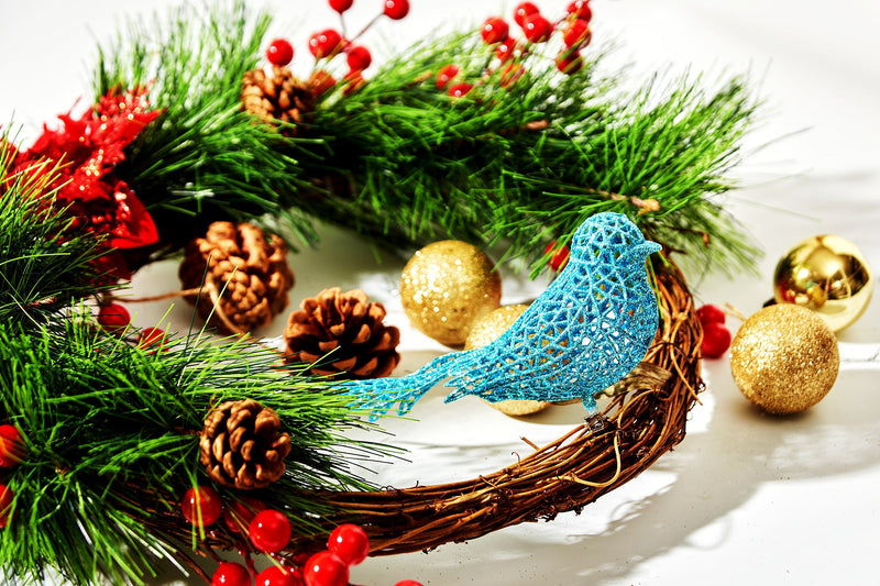 15 Inch Artificial Christmas Wreath with Birds, Bulk Wholesale Quantity