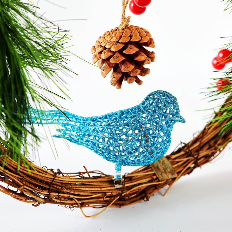 15 Inch Artificial Christmas Wreath with Birds, Bulk Wholesale Quantity