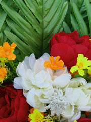 Large Artificial Peony and Daisy Cemetery Flowers with Vase, Bulk Set, Tall Silk Floral Arrangement