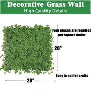 Artificial Clover Grass Wall Panel 20"x20" UV Protected Greenery for Wall Decor Bulk Pack