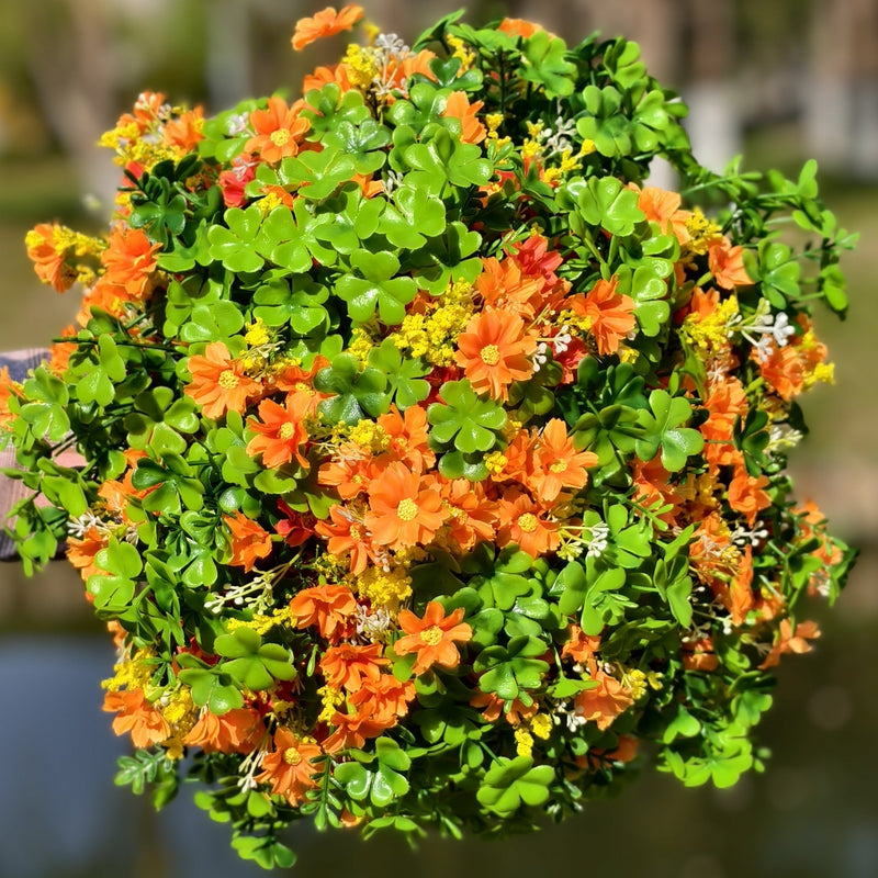 24 Bundles Artificial Spring Daisy Flowers with Greenery, UV Resistant, Outdoor Durable