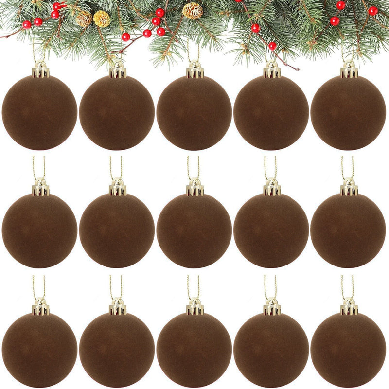 15 Pcs 2.3 Inch Velvet Christmas Ball Ornaments Soft Plush Holiday Tree Decor