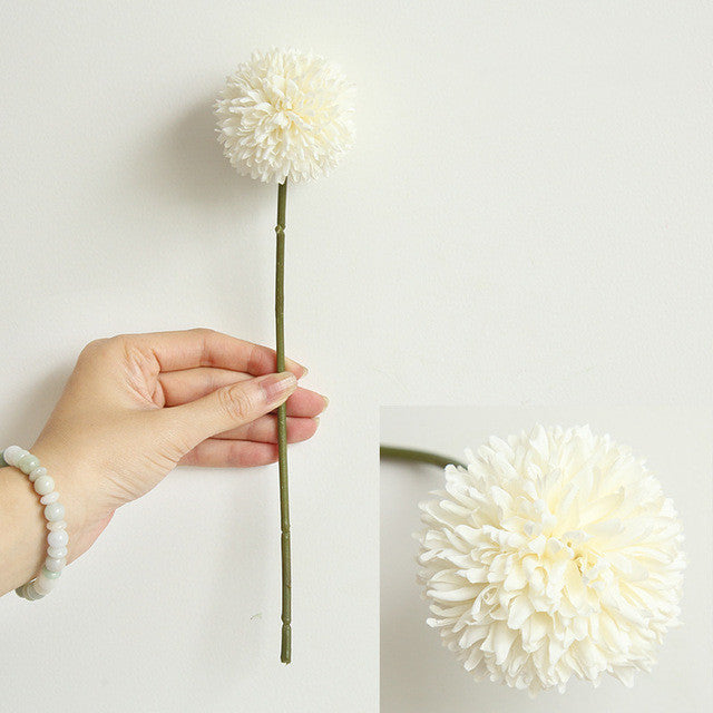 11.4 Inch Artificial Silk Pompon Mum Chrysanthemum Flowers with Stems, Bulk Wholesale Kiku Flowers