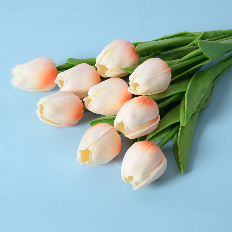 20 Packs 13.5 Inch Artificial Tulip Stems, Lifelike PU Silk Flowers for Spring Centerpieces, Easter Decor, Vase Arrangements