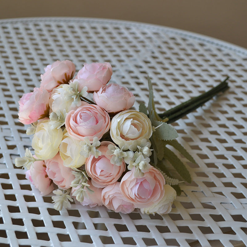 12.6 Inch Silk Ranunculus Bouquet, 1 Stem, Artificial Flower for Wedding Centerpieces, Home Decor, Spring Events