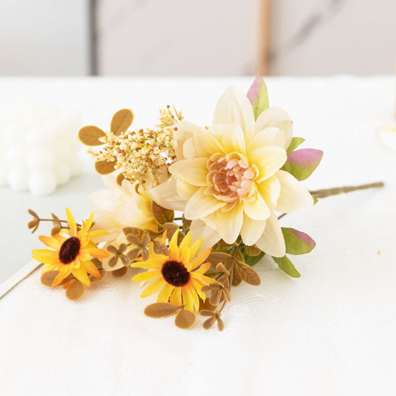 13 Inch Artificial Dahlia Flower Bush 10 Pcs Fall Decor Silk Flowers