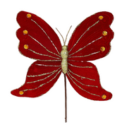 Glitter Christmas Butterfly Stem 12 Inch Bulk Pack for Tree and Wreath Decoration