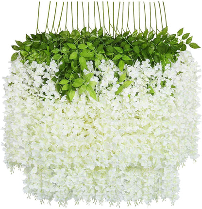 Premium Artificial Wisteria Garland 12 Piece Set  Realistic Hanging Flowers for Wedding Home Décor & Garden Party Arrangements