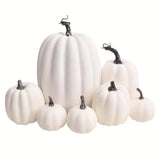 Bulk 7pcs Artificial Yellow and White Pumpkin Decoration Sets for Halloween and Thanksgiving Home Decor Wholesale