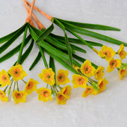 15.7 Inch Artificial Daffodil Bush Stems, White and Yellow Faux Flowers, 1 Bundle