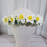 Daffodil Flower Headband 1 Pc Yellow Artificial Floral Accessory for Wedding Spring Festival Party