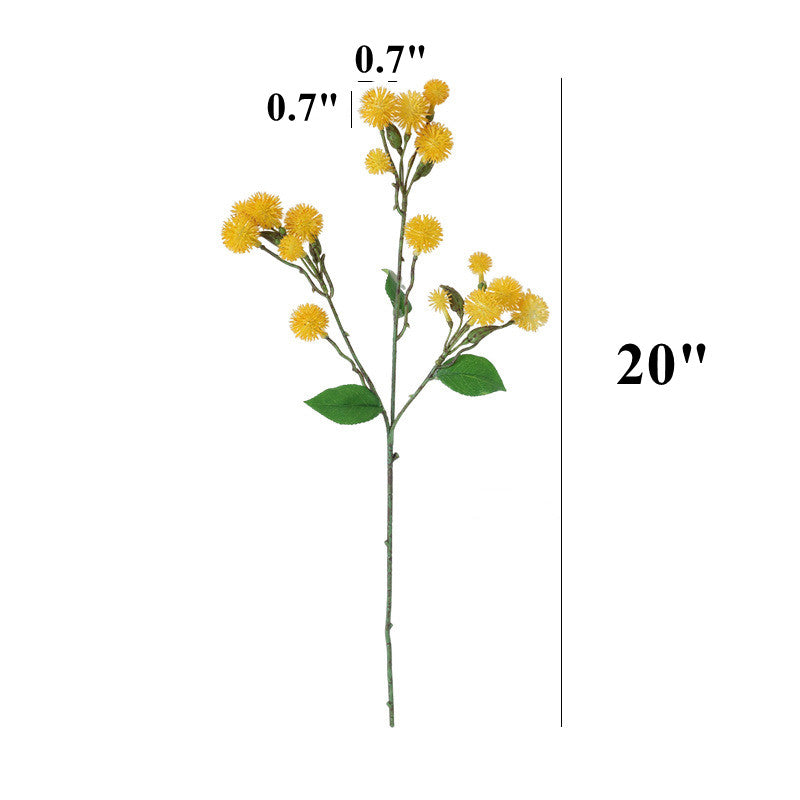 20 Inch Artificial Dandelion Ball Stems, 6 Pcs, Yellow Green Summer Floral Branches
