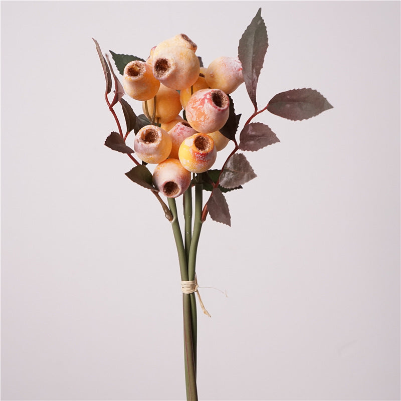 3 PCS 12 Inch Artificial Lithocarpus Pachylepis Fruit Stems Faux Pipe Fruits for Vase Fillers