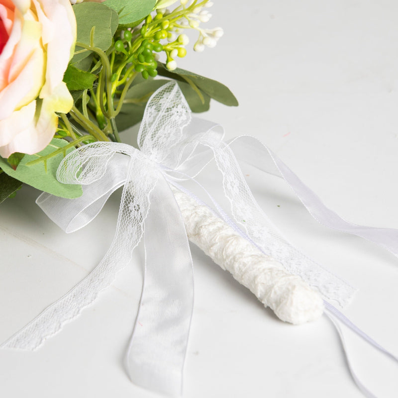 7 Inch Small Artificial Pink Rose Bridal Bouquet 1 Pc Free-Form Silk Flower Arrangement