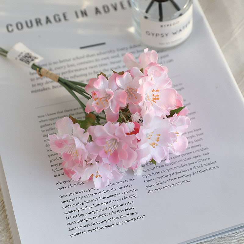 7 Inch Cherry Blossom Artificial Bouquet 10 Stems Realistic Silk Flowers for DIY Wedding Home Decor