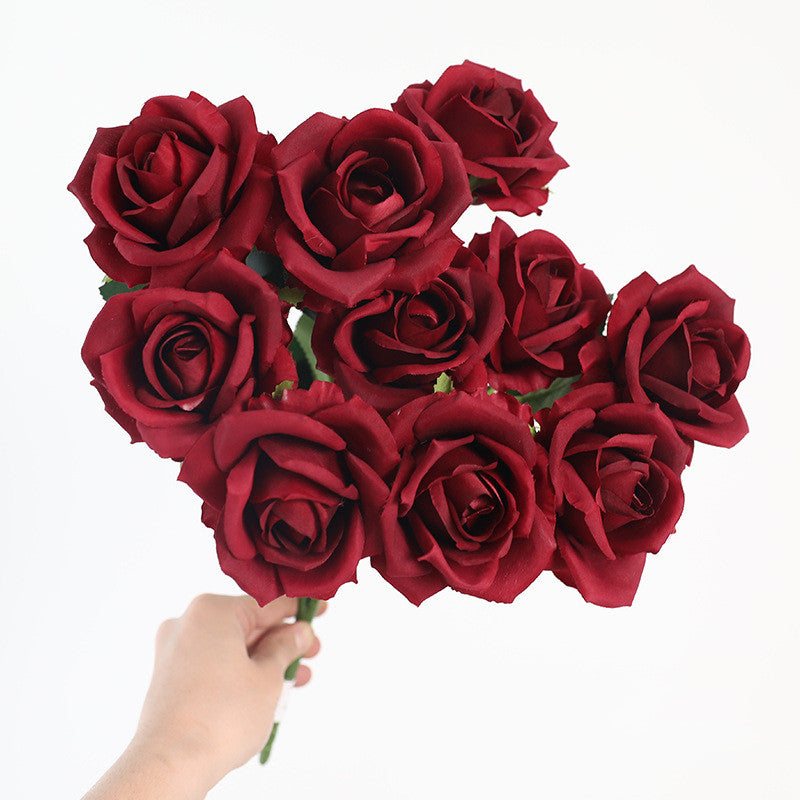16.5 Inch Artificial Rose Bouquet Bush - Realistic Silk Faux Flowers for Floral Arrangements, Home Decor, Wedding Centerpieces, DIY Crafts