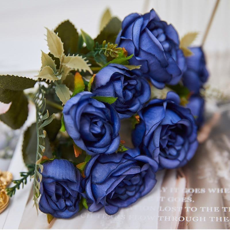 11 Inch Mini Artificial Rose Bush Stems 10 Pcs Fall Wedding Decoration Flowers