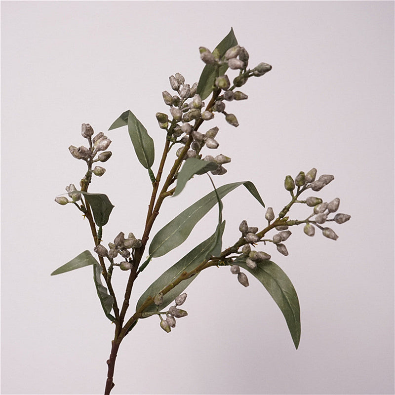 21 Inch Artificial Eucalyptus Fruit Branches 3 Stems Lifelike Silk Green Foliage for Wedding Home Decor