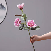 30 Inch Magnolia Stem Spray 6 Pcs Artificial Real Touch Silk Magnolia Flowers