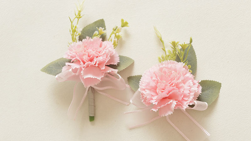 Carnation Corsage and Boutonniere Set, Bulk Wedding Party Flowers, Artificial Silk, Multiple Pieces