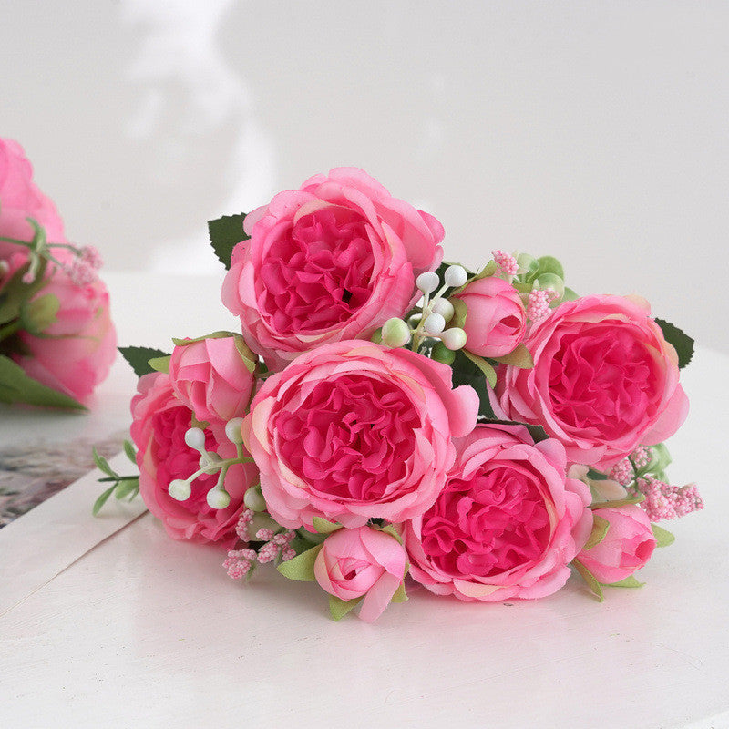 11.8 Inch Small Artificial Spring Peony Bush Bouquet, Bulk Flower Arrangements
