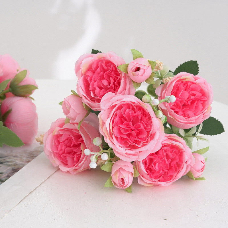 11.8 Inch Small Artificial Spring Peony Bush Bouquet, Bulk Flower Arrangements