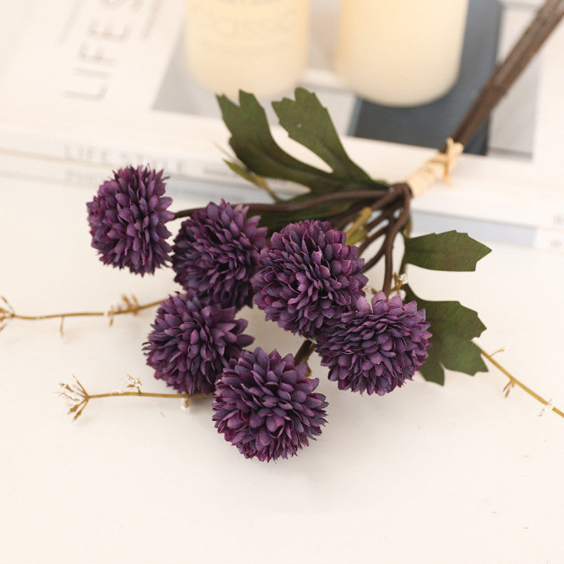 12.2 Inch Artificial Pom Pom Mums Bouquet, 10 Pcs Realistic Silk Fall Flowers for Autumn Decor, Thanksgiving Tabletop Wreath DIY