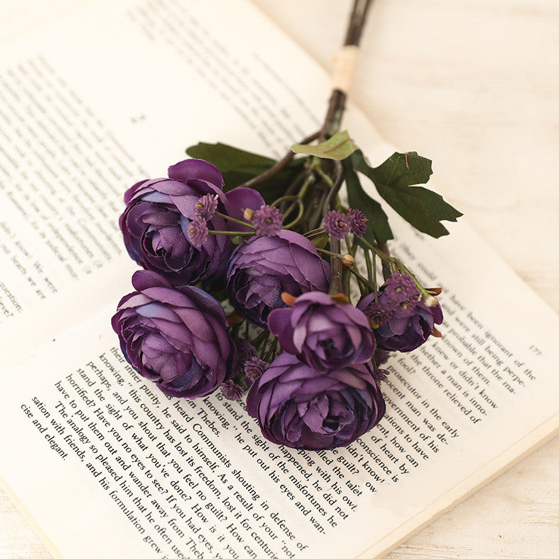 12.5 Inch Artificial Autumn Ranunculus Bouquet, 10 Pcs Realistic Fall Flowers for Thanksgiving Tabletop, Wreath, DIY Decor