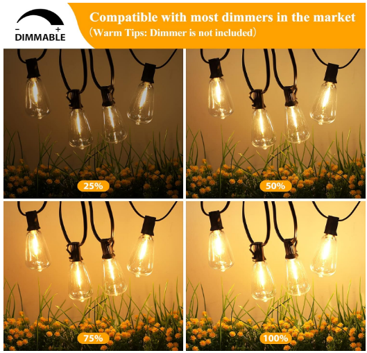 Bulk Edison Waterproof LED String Lights Suitable for Holiday Parties Weddings Bistros Patios Other Indoor and Outdoor Decoration Wholesale